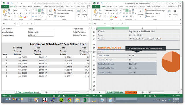 Nauja! „Excel 2013“ leidžia skaičiuokles žiūrėti atskirai atskirame „Windows“