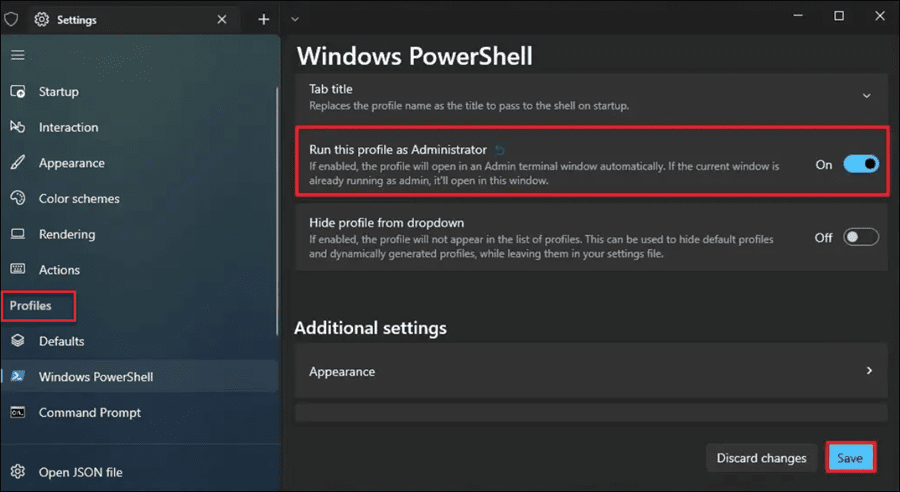 atidarykite „Powershell“ kaip administratorių sistemoje „Windows 11“.