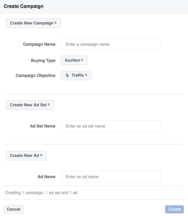 Pasirinkite „Facebook Messenger“ skelbimo srauto kampanijos tikslą.