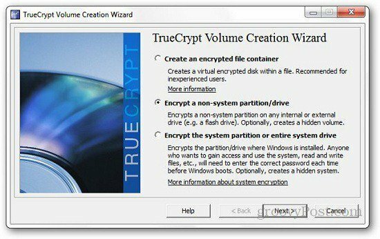 Nustatykite užšifruotą „Flash“ diską naudodami „TrueCrypt “