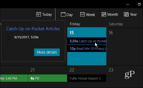 Kalendoriaus „Cortana“ priminimas
