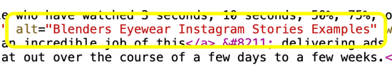 Kaip pridėti „Alt“ tekstą prie „Instagram“ įrašų, „Alt“ teksto pavyzdys HTML kode