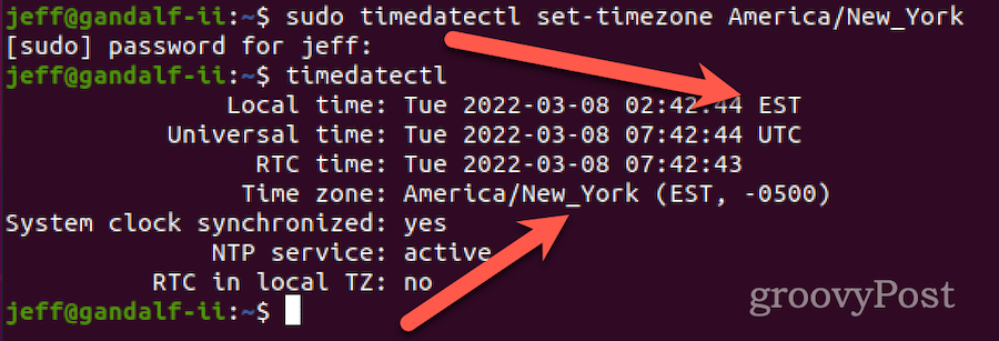 kaip nustatyti laiko juostą Linux naudojant timedatectl
