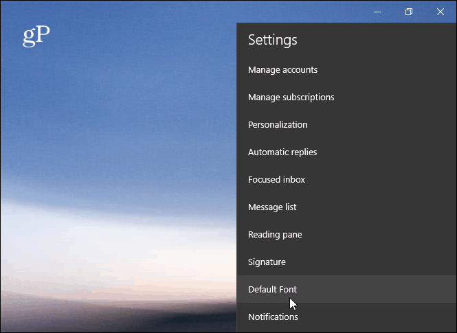 Numatytasis šriftas „Windows 10 Mail App“