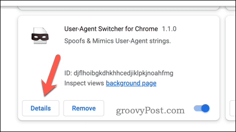 „Chrome“ plėtinio informacijos mygtukas