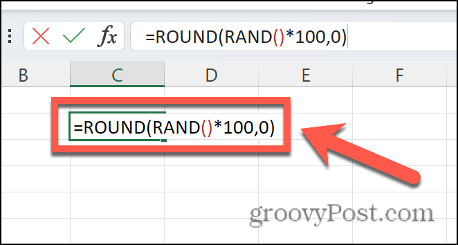 Excel rand formulė