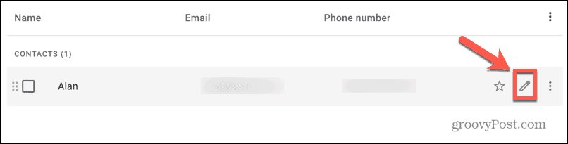 gmail redaguoti kontaktą