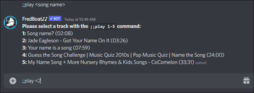 pasirinkti takelį fredboat muzikos bot discord