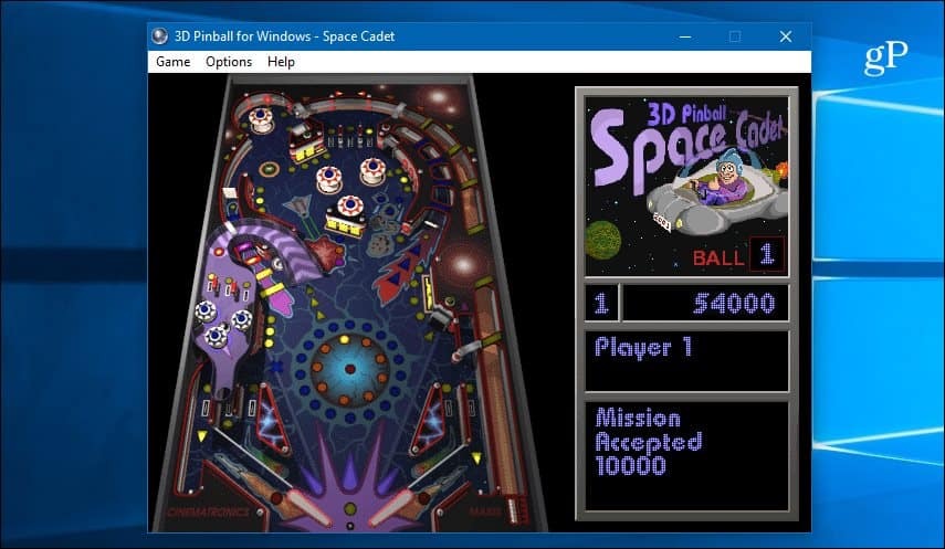„Space Cadet 3D Pinball“ „Windows 10“