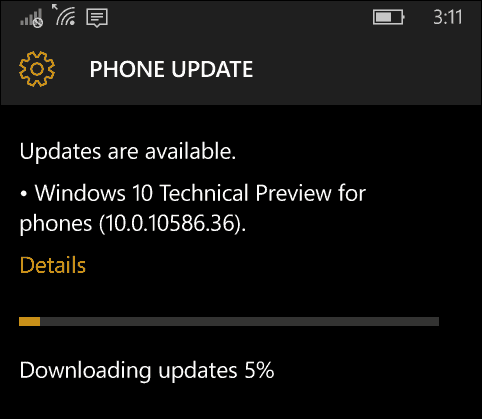 „Windows 10 Mobil“ naujinimas 10586-36