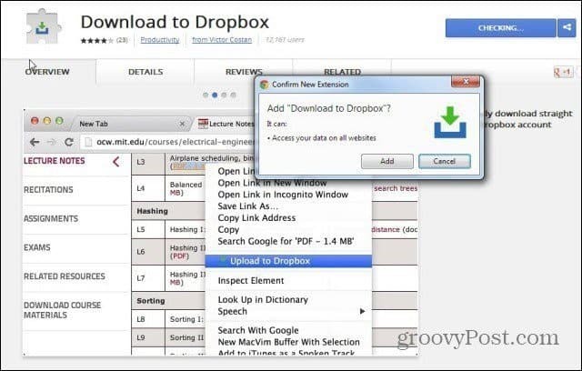 Nusiųskite žiniatinklio failus tiesiai į „Dropbox“ iš interneto