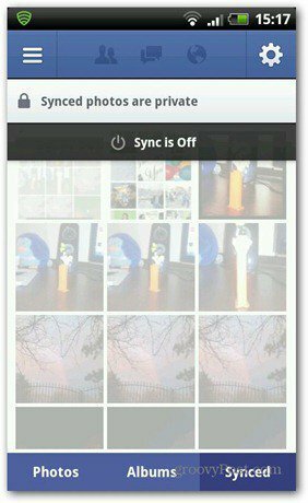 „Facebook“ nuotraukų sinchronizavimas išjungtas