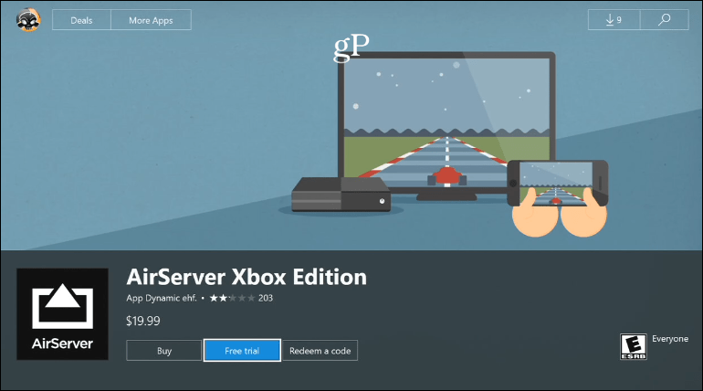 2 „AirServer Xbox Edition“ bandomoji versija