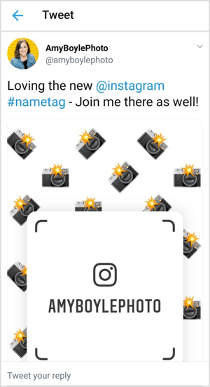 Kryžminkite savo „Instagram“ vardo žymėjimą socialiniuose kanaluose, pvz., „Twitter“.