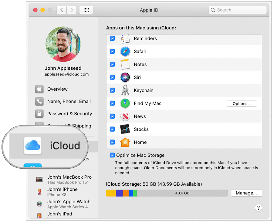 „Mac iCloud“ raktų pajungimas
