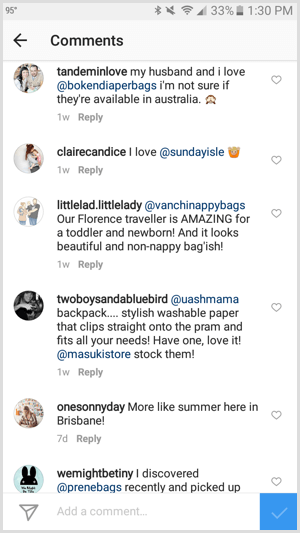 „instagram tag business“ komentaruose