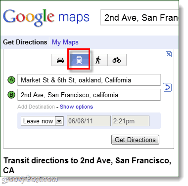 tranzito nuorodas „Google Maps“
