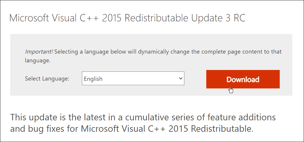 atsisiųskite „Microsoft Visual C++“ platinamą