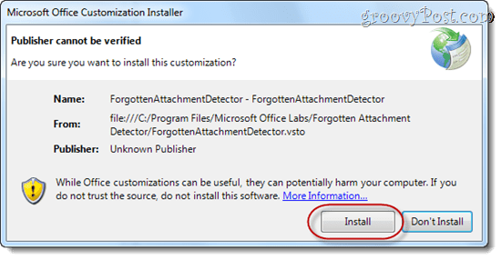 Pamirštų priedų detektorius įspėja apie trūkstamus priedus „Microsoft Outlook“