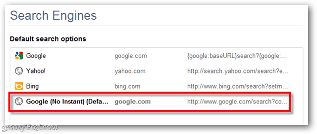 „Google Chrome“ numatytosios paieškos parinktys