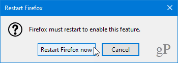 Iš naujo paleiskite „Firefox“