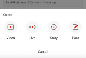 „YouTube“ mygtukas Kurti istoriją.