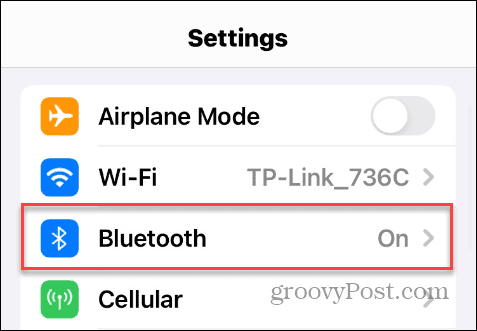 „Bluetooth“ parinktis „iOS“ nustatymuose