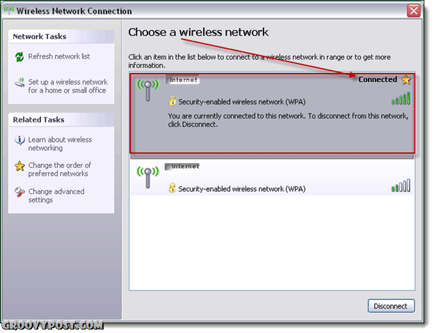 belaidžio tinklo konfigūracija Windows XP