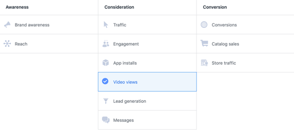 „Facebook ThruPlay“ vaizdo įrašų skelbimų optimizavimas, 1 žingsnis.