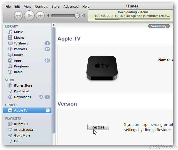 „Apple TV“ „iTunes“