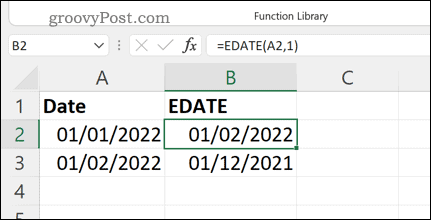 Kiti EDATE formulės pavyzdžiai programoje „Excel“.