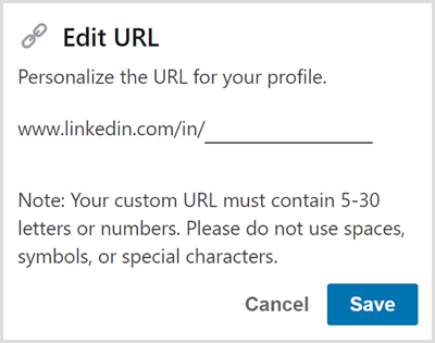 Redaguokite „LinkedIn“ profilio URL.