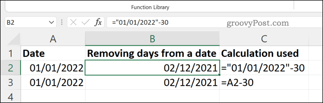 Dienų pašalinimas iš datos programoje „Excel“.