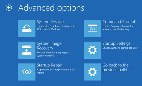 Išplėstinės įkrovos parinktys „Windows 10“