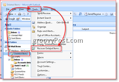 Vaizdas, kaip „Outlook 2007“ atkurti ištrintus elementus