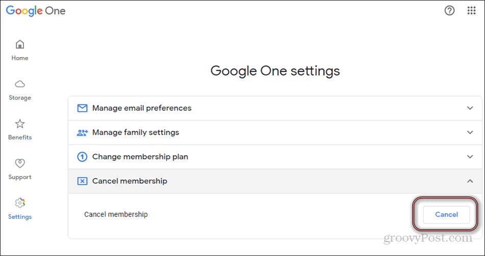 „Google One“ atšaukti narystę