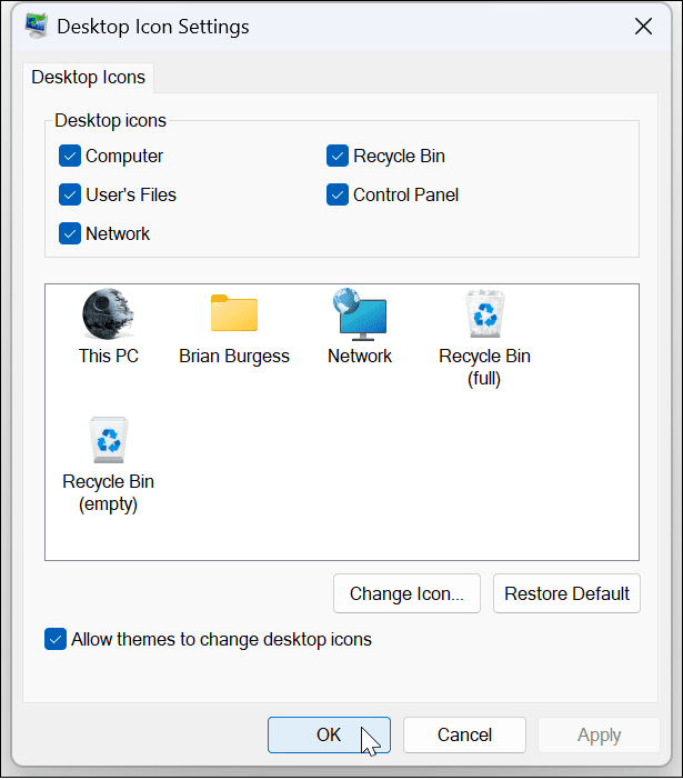 Tinkinkite „Windows 11“ sistemos piktogramas