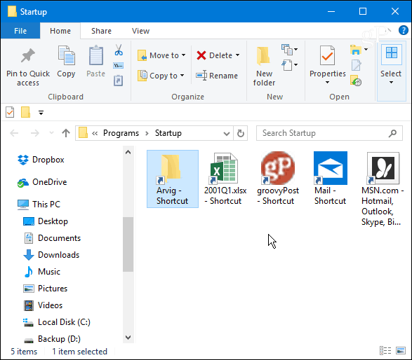 Paleisties aplankas „Windows 10“