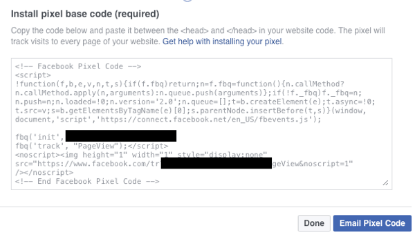 Įsitikinkite, kad jūsų svetainėje yra įdiegtas „Facebook“ taškų bazinis kodas.