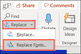 Pagrindinis, pakeisti, pakeisti šriftus „PowerPoint“