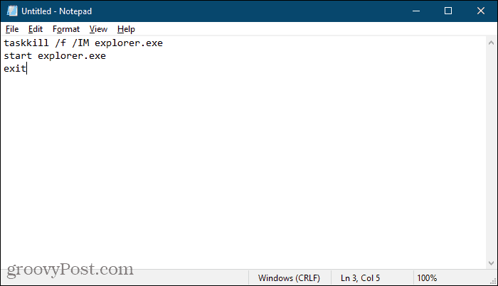 Sukurkite paketinį failą naudodami „Notepad“ sistemoje „Windows 10“