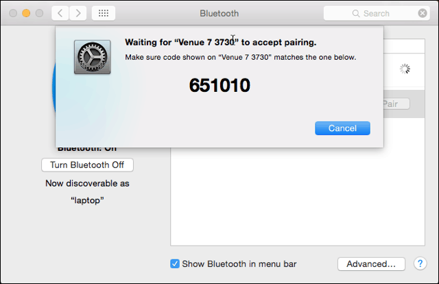 „Bluetooth“ susiejimas „Mac“ pusėje