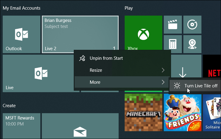 Sutvarkykite „Windows 10“ tiesioginio pašto plyteles