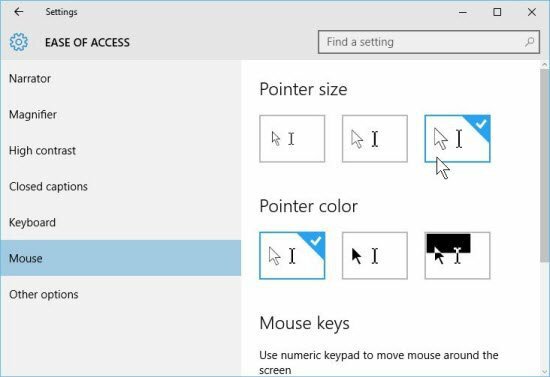 „Windows 10“ patarimas: padidinkite pelės žymeklio dydį ir spalvą