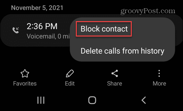 Blokuoti numerį „Android“.