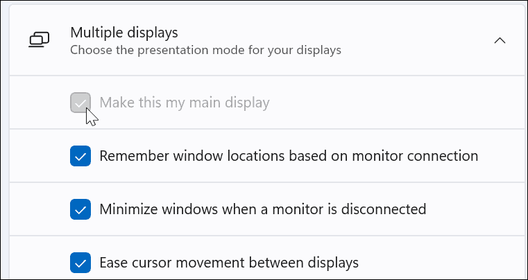 perkelti užduočių juostą į antrąjį „Windows 11“ monitorių