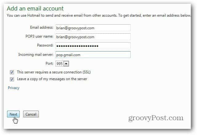 Kaip pridėti „Gmail“ prie „Outlook.com“