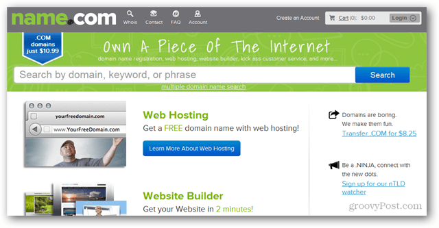 name.com skatina domenų registraciją ir svetainių talpinimą