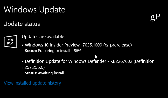 „Windows 10“ peržiūra „Build 17035“