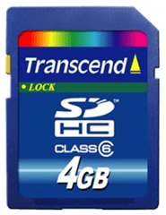 Transcend SDHC Security Digital didelės talpos 4 GB atminties kortelė